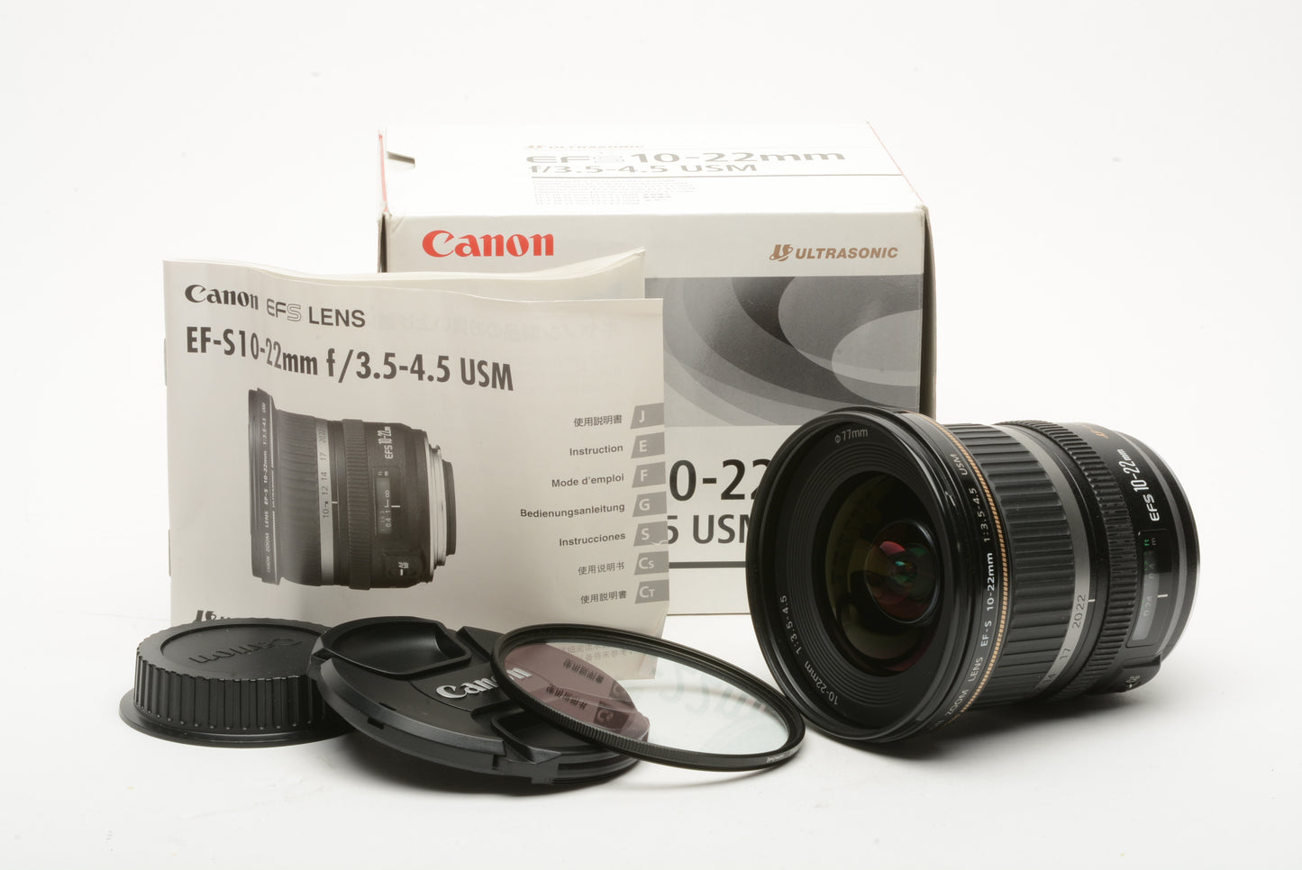 Canon EFS 10-22mm f/3.5-4.5 USM w/Box, UV, Caps
