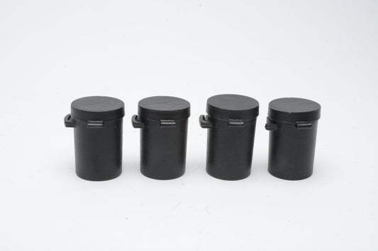 4x Star-D black plastic film canisters for 35mm film, clean