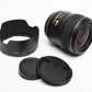 Nikon Nikkor AF-S 35mm f1.4 G Lens w/Hood, Caps, Mint-
