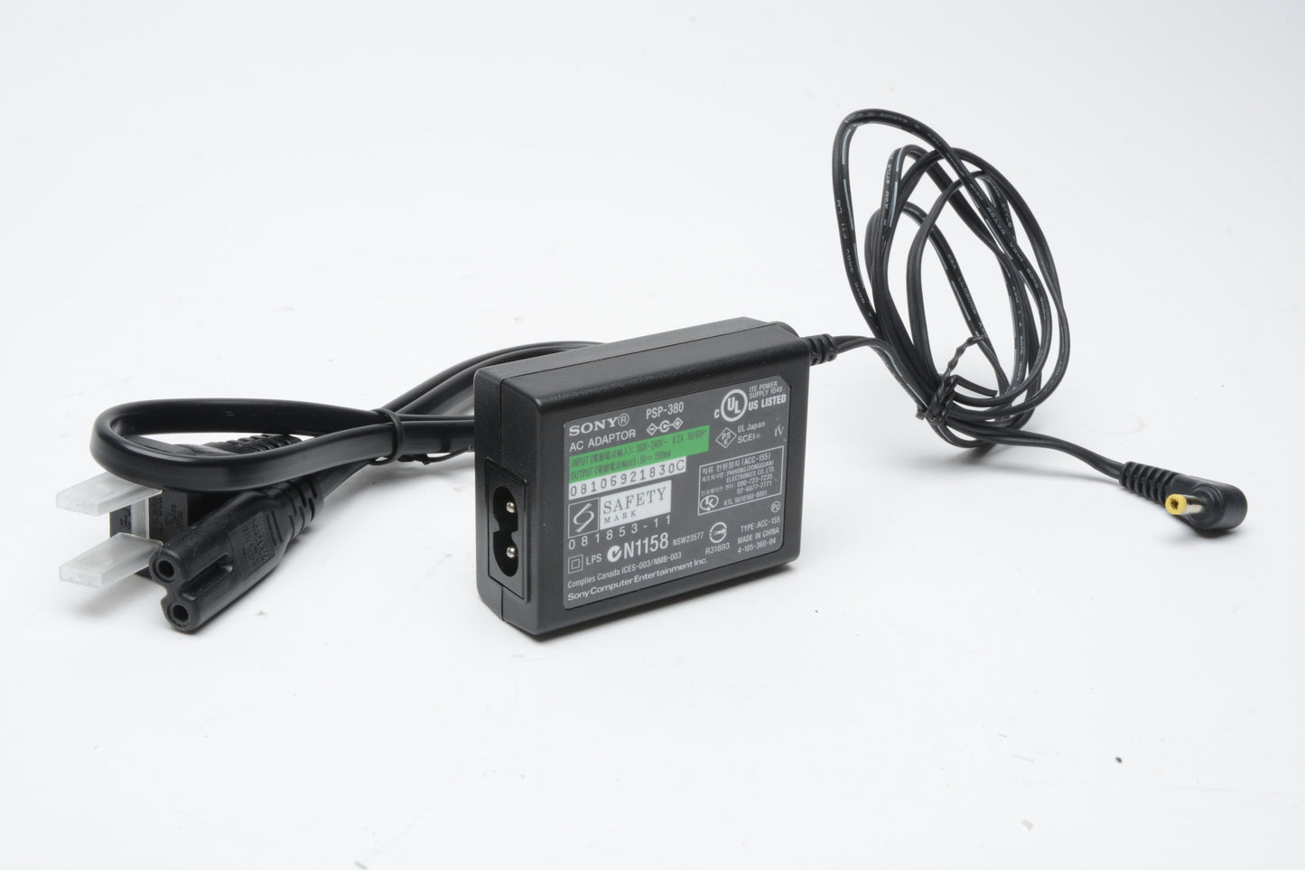 Sony PSP-380 AC adapter / power supply w/ power cable (5V, 1500mA)