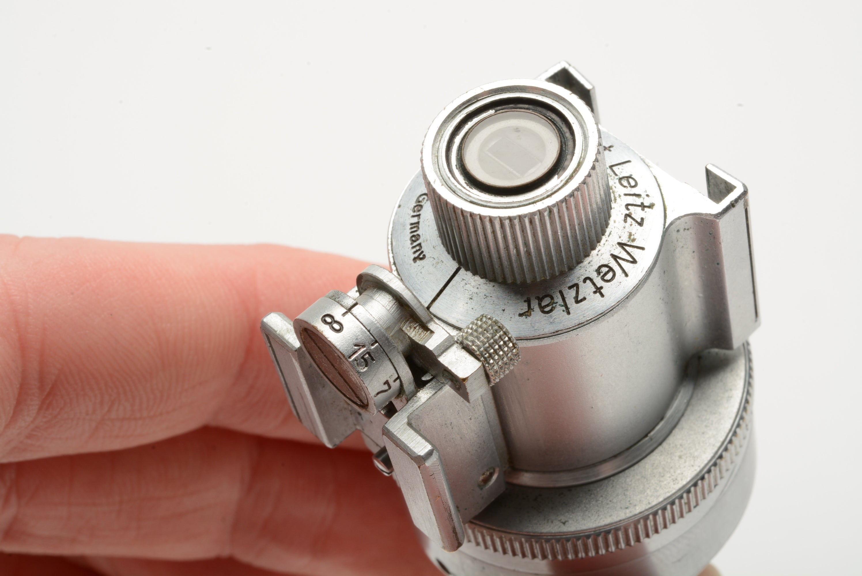 Leica Leitz VIDOM Universal Finder, chrome, in case, light haze