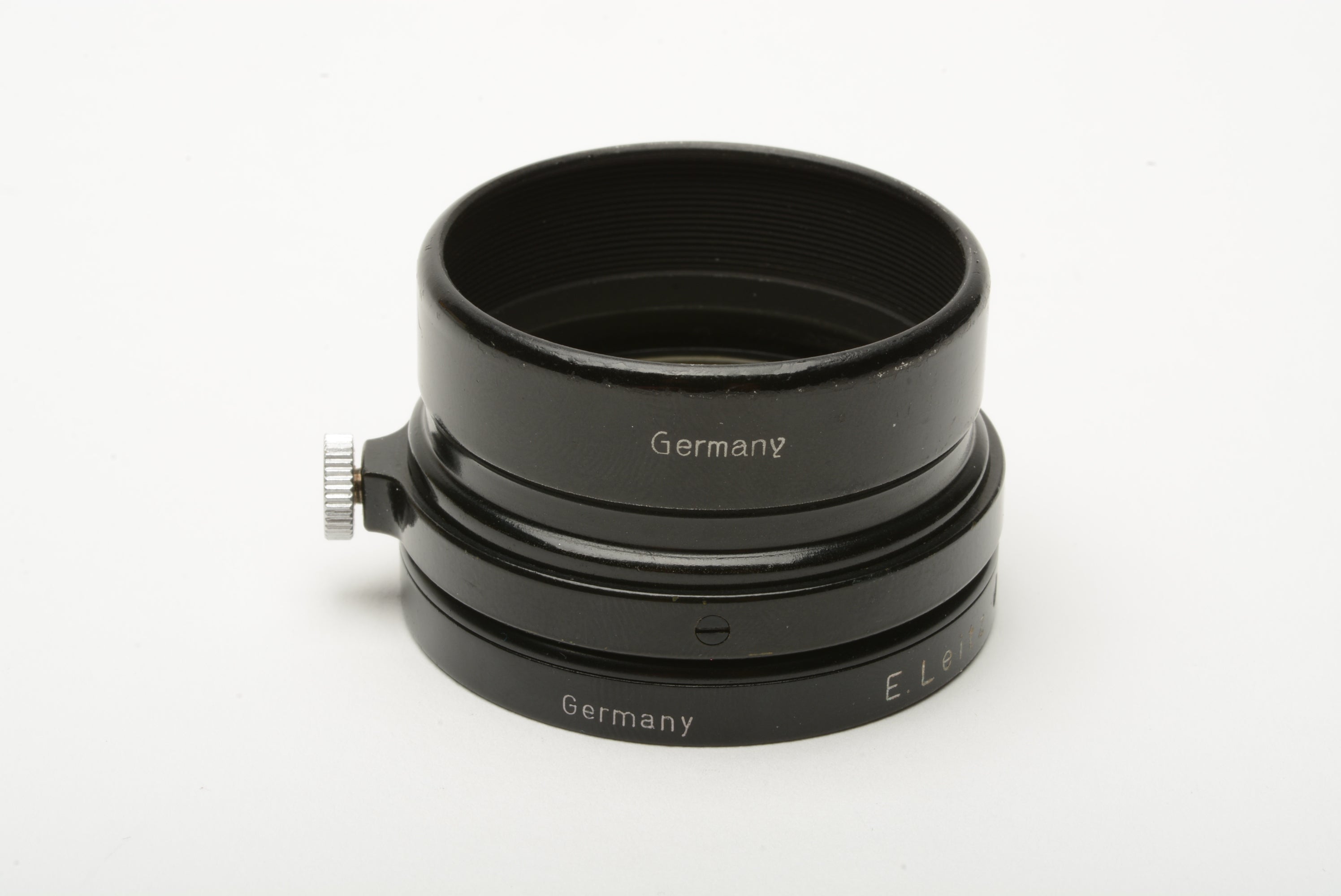 Black Version II Leica FISON lens hood for Elmar 5cm lens + Leitz FP UV  drop-in filter