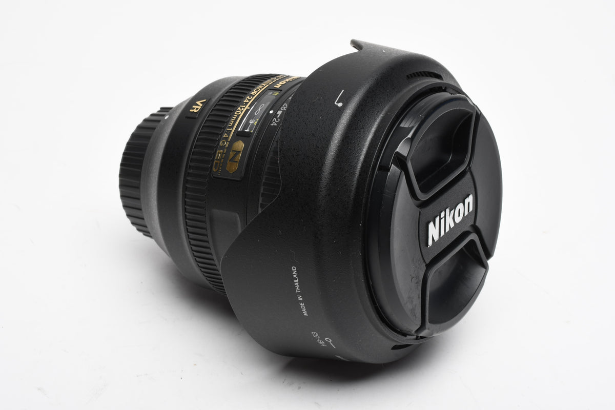 Nikon AF-S Nikkor 24-120mm f4G ED VR N zoom lens, Hood, Caps, Mint-