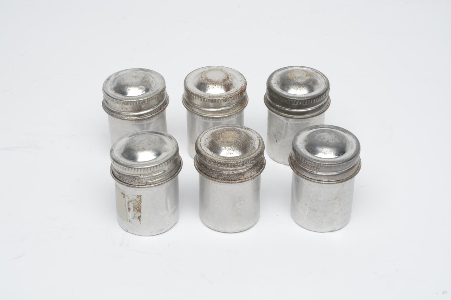 6X metal film canister for 35mm film, clean, silver