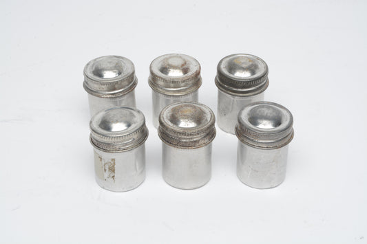 6X metal film canister for 35mm film, clean, silver