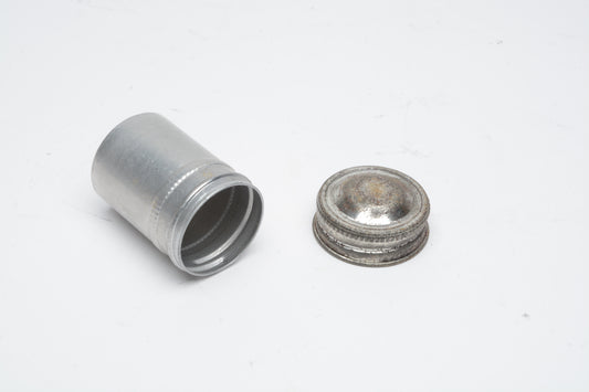 6X metal film canister for 35mm film, clean, silver