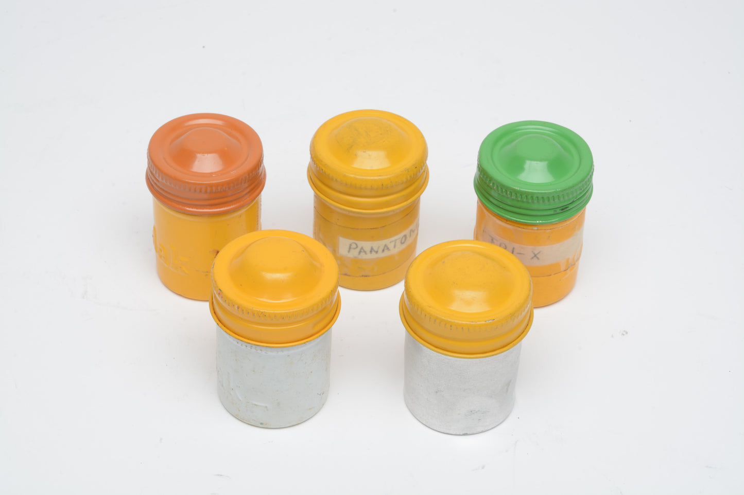 5X metal film canister for 35mm film, clean (4x Kodak 1x unbranded)
