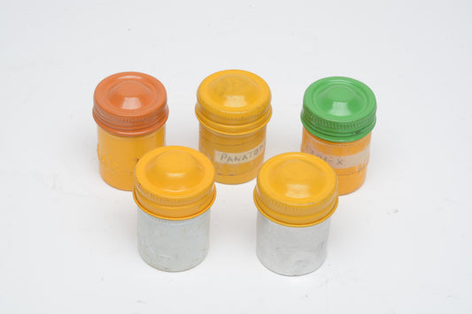 5X metal film canister for 35mm film, clean (4x Kodak 1x unbranded)