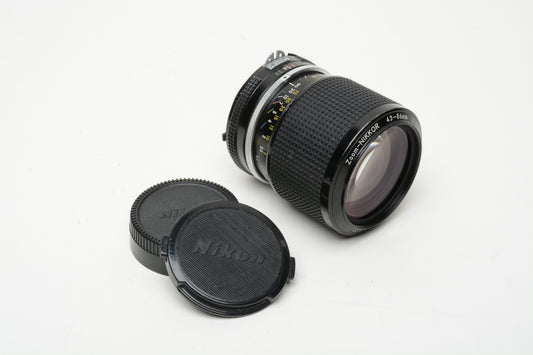 Nikon Nikkor 43-86mm f3.5 zoom lens, Nikon AI mount, caps