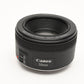 Canon EF 50mm f1.8 STM prime lens, caps, barely used, Mint-