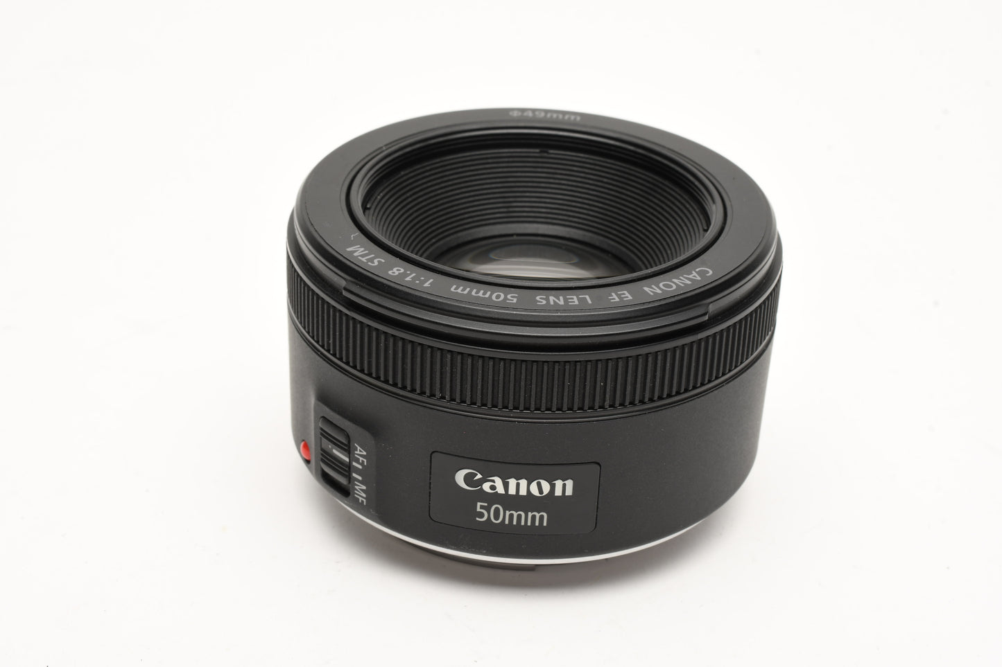 Canon EF 50mm f1.8 STM prime lens, caps, barely used, Mint-