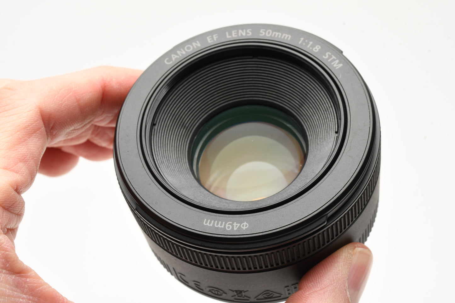 Canon EF 50mm f1.8 STM prime lens, caps, barely used, Mint-