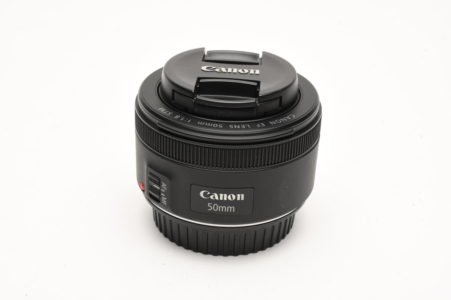Canon EF 50mm f1.8 STM prime lens, caps, barely used, Mint-