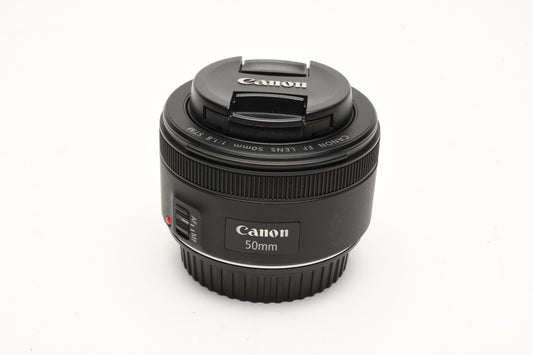 Canon EF 50mm f1.8 STM prime lens, caps, barely used, Mint-