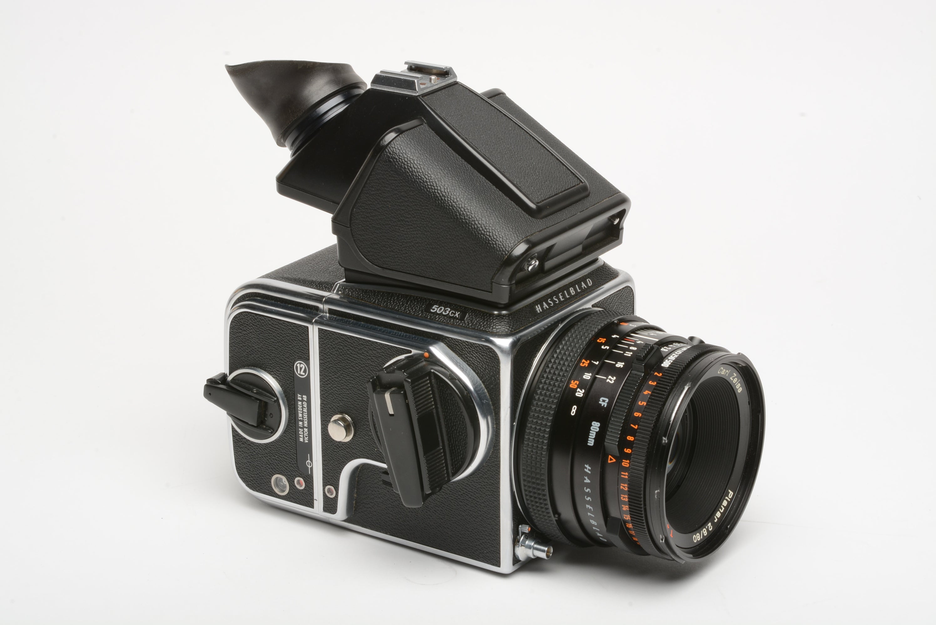 Hasselblad 503CX w/Planar 80mm f2.8, PME3 prism, a12 back, hood 