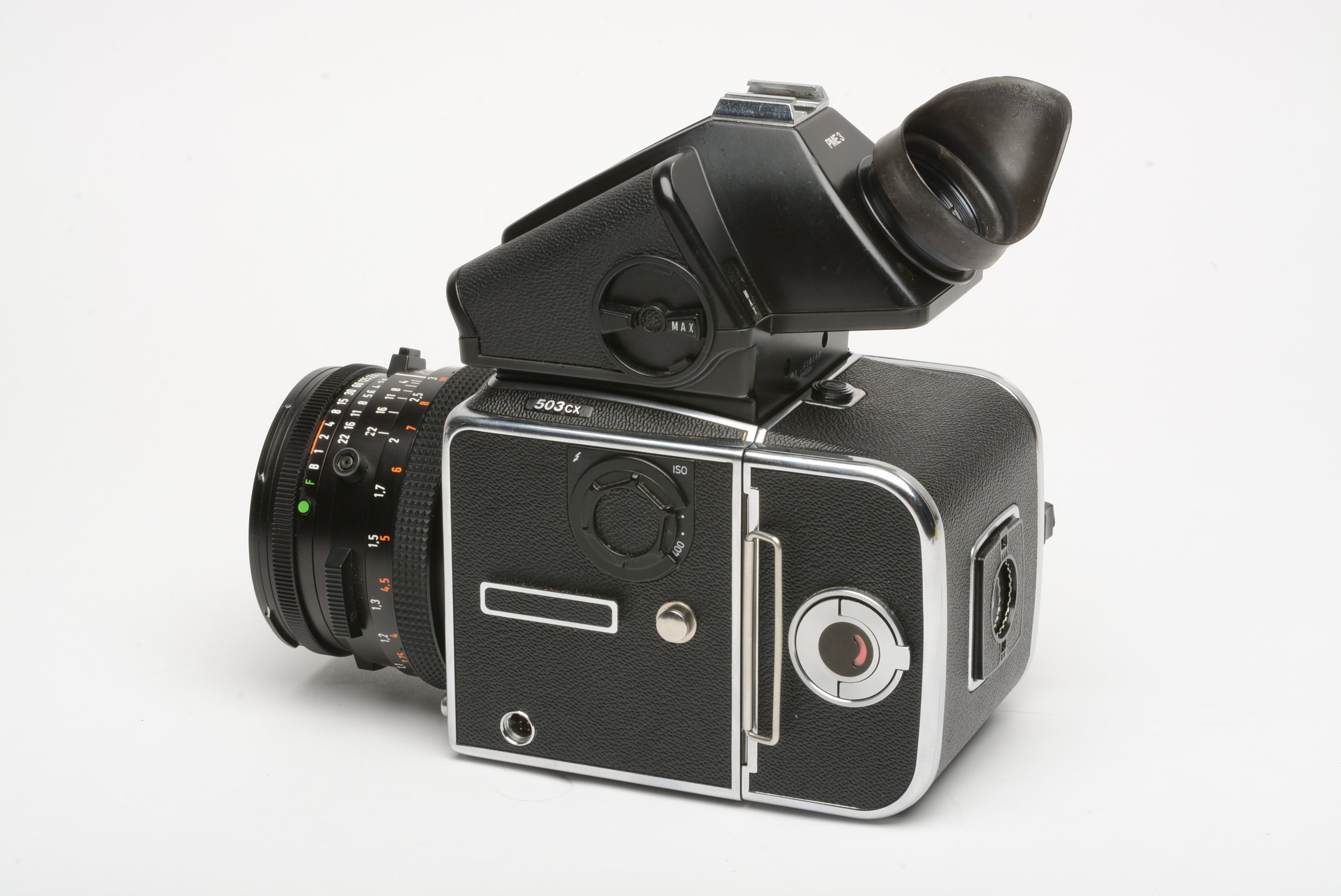 Hasselblad 503CX w/Planar 80mm f2.8, PME3 prism, a12 back, hood