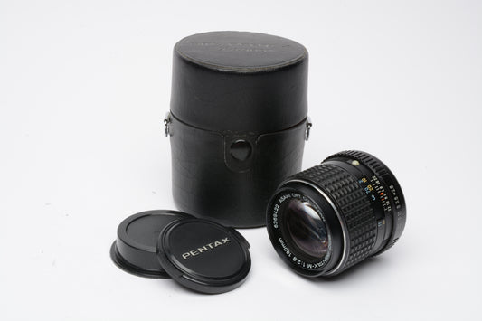 Pentax-M SMC 100mm F2.8 PK Mount lens, w/Caps, Case, Mint-