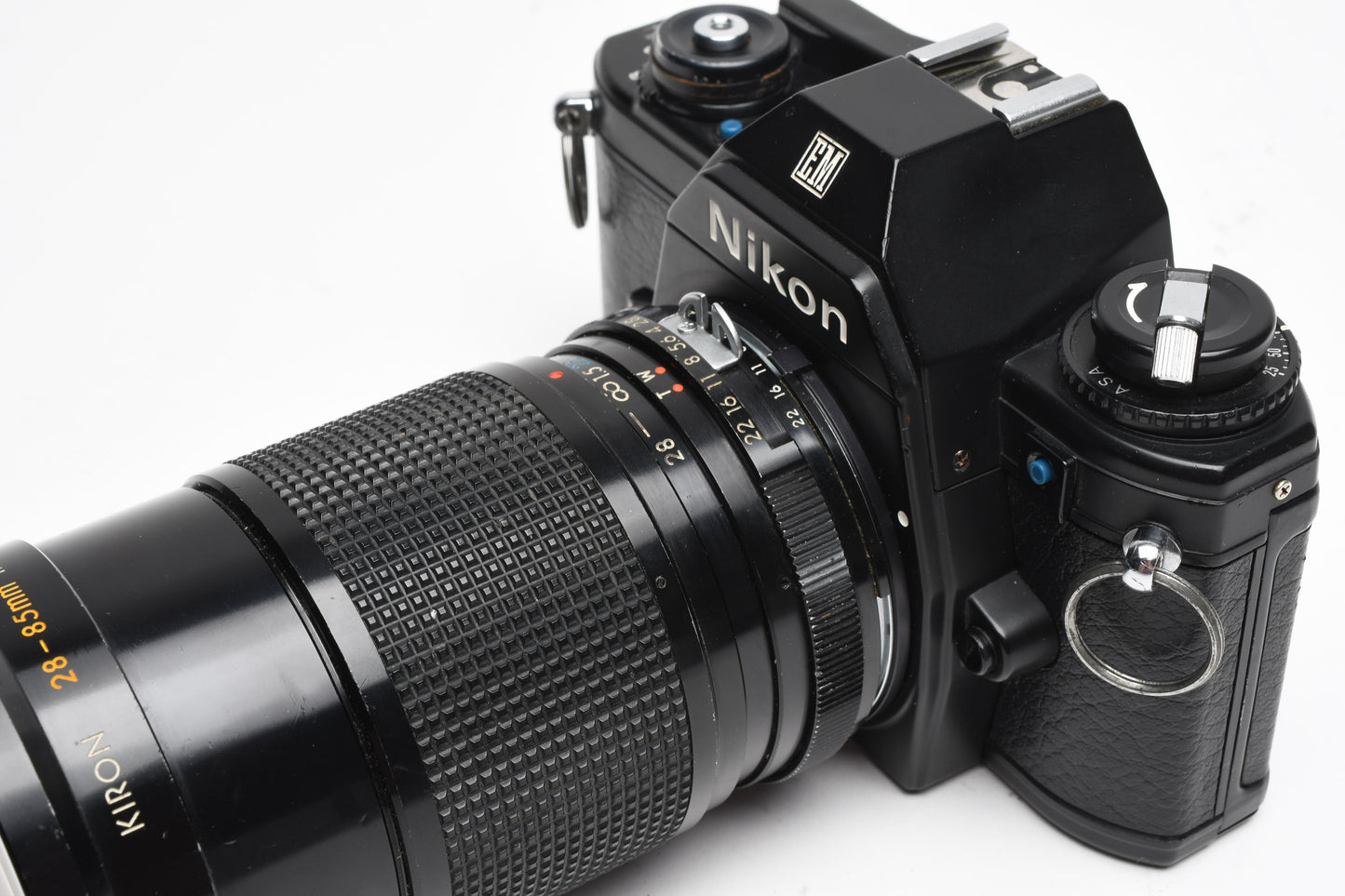 Nikon EM 35mm SLR w/Kiron 28-85mm zoom, Strap, New Seals, Great!