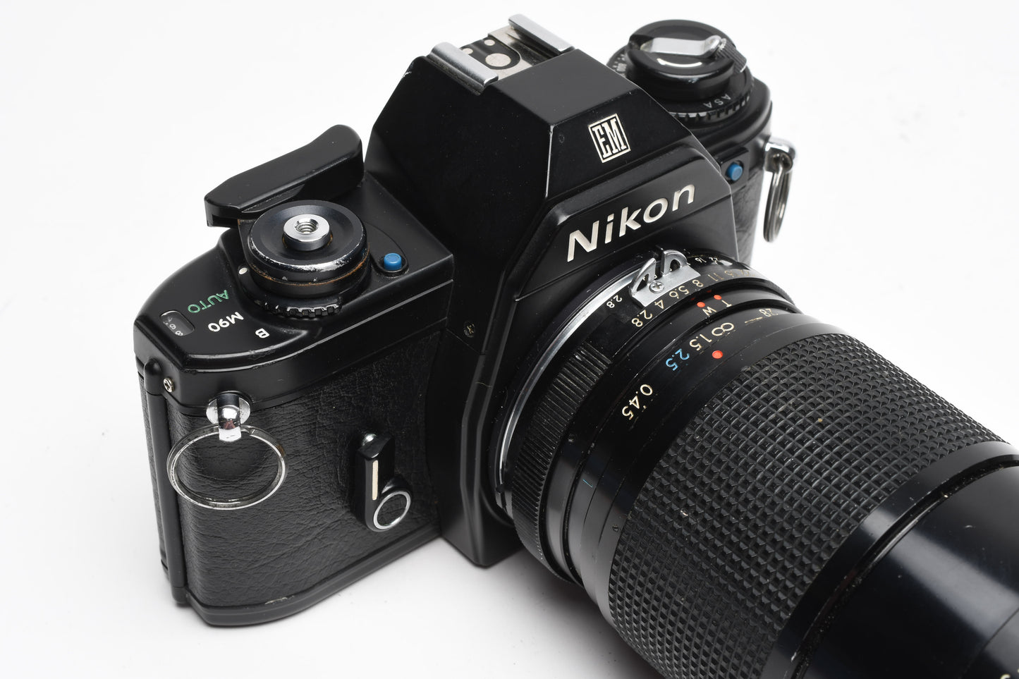 Nikon EM 35mm SLR w/Kiron 28-85mm zoom, Strap, New Seals, Great!