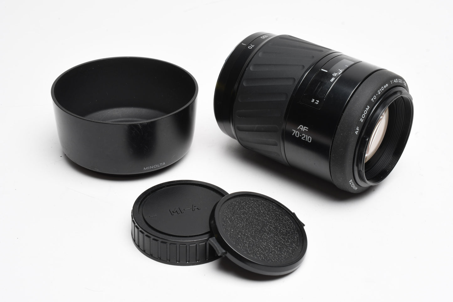 Minolta Maxxum AF Zoom 70-210mm f4.5-5.6 lens, hood, Nice, clean