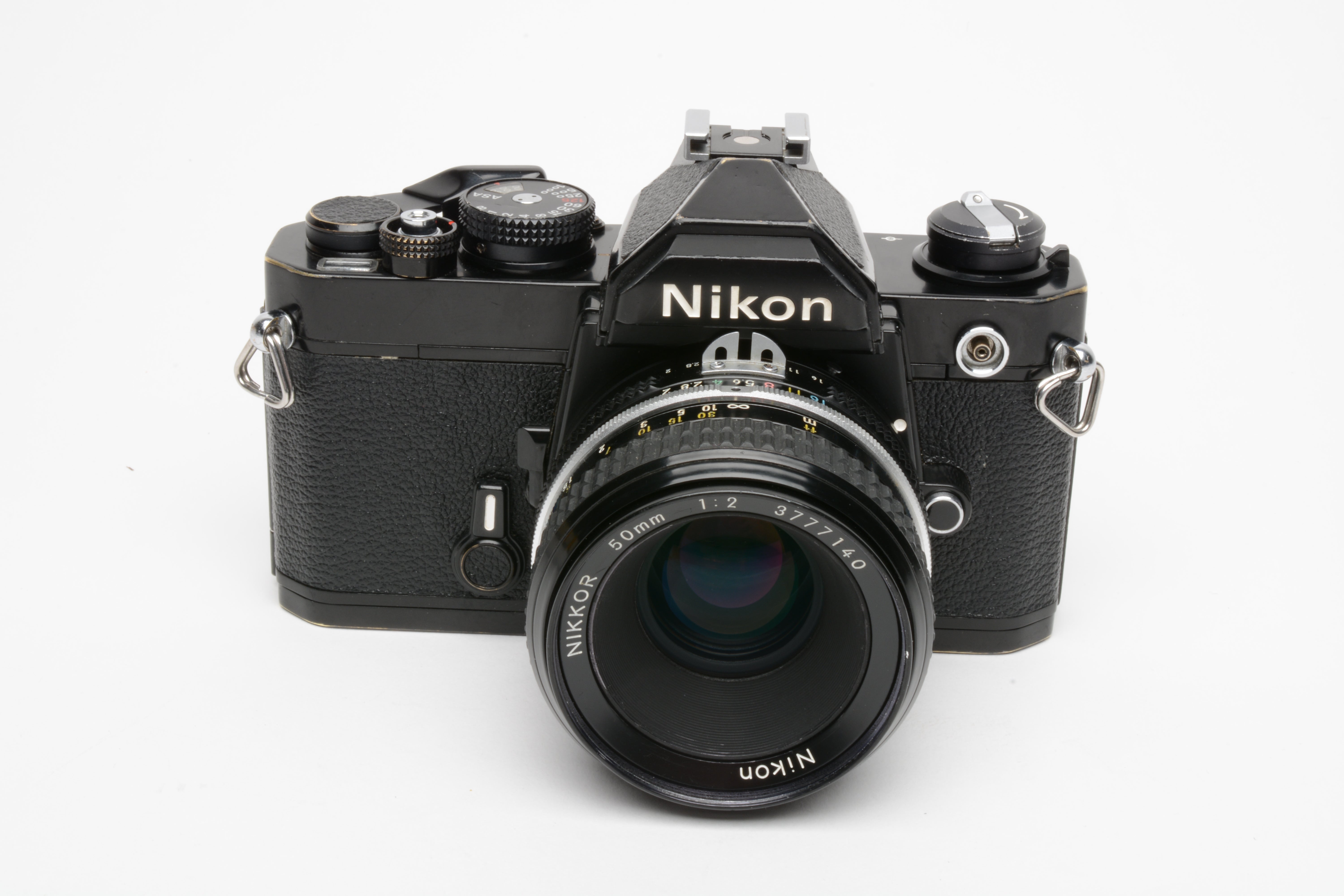 Nikon FM Black Body 35mm SLR w/50mm f2 lens, new light seals, UV, accu ...