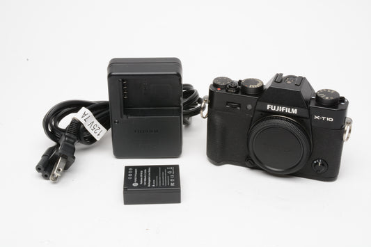 Fujifilm X-T10 Black Body, batt+charger, Tested, Great! Compact