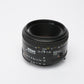 Nikon AF 50mm f1.8mm Prime Lens For Nikon F Mount , w/UV filter, Mint-