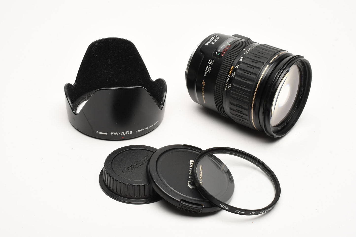 Canon EF 28-135mm f3.5-5.6 IS USM zoom lens, caps + UV filter, Great!