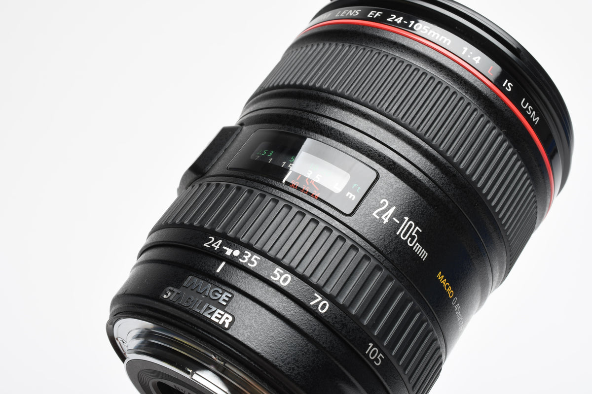 Canon EF 24-105mm f4L IS USM zoom lens, Caps, Hood, Nice