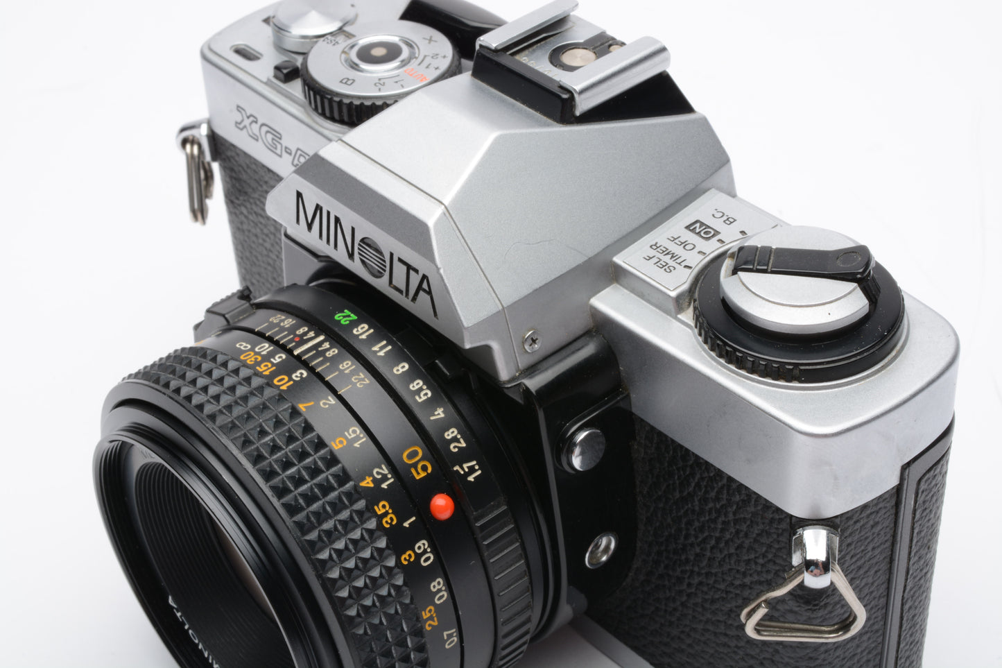 Minolta XG-A 35mm SLR w/50mm f1.7 lens, strap, cap, very clean, new seals