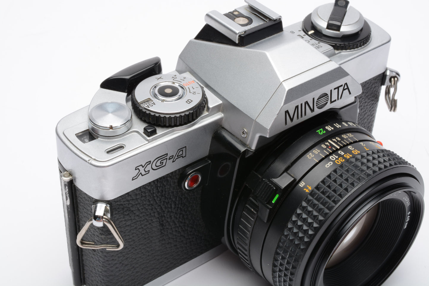 Minolta XG-A 35mm SLR w/50mm f1.7 lens, strap, cap, very clean, new seals