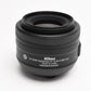 Nikon AF-S Nikkor 35mm f1.8G DX Lens w/ Hood, Pouch