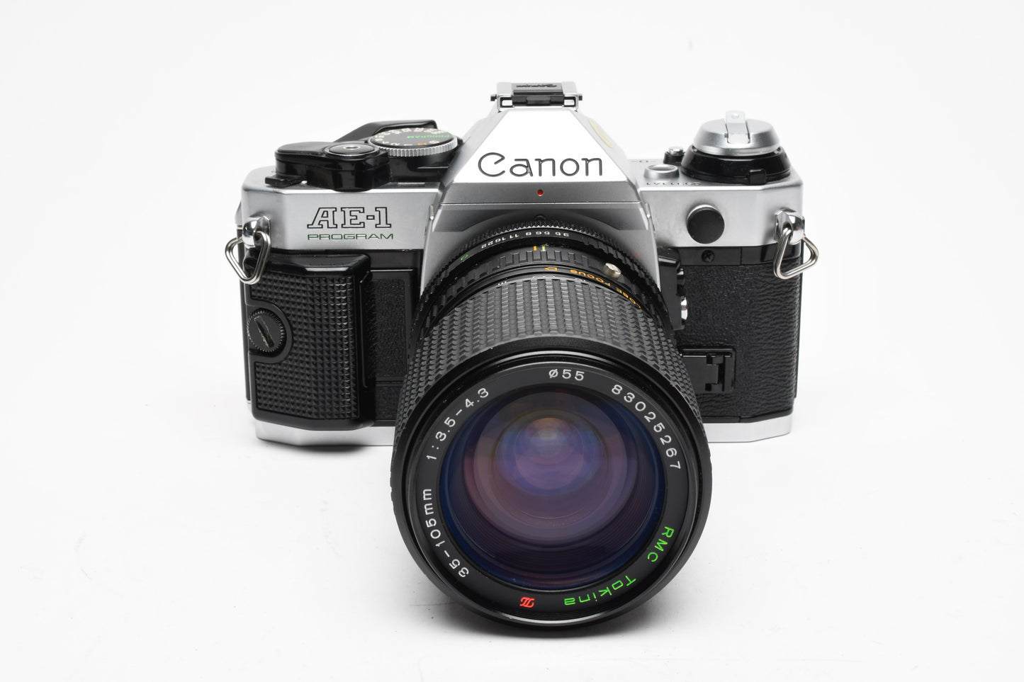 Canon AE-1 Program 35mm SLR Camera w/35-105mm Zoom, New Seals! Great