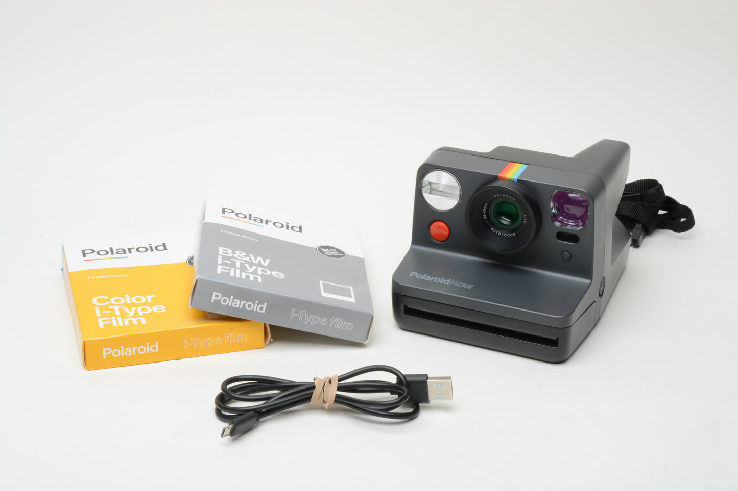 Polaroid Now 2nd Generation I-Type Instant Film Camera w/2 Packs of film +USB cable