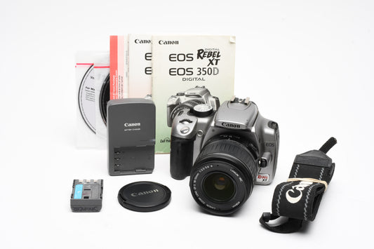 Canon Digital Rebel DSLR w/18-55mm f3.5-5.6 II zoom, Batt+charger+CF card