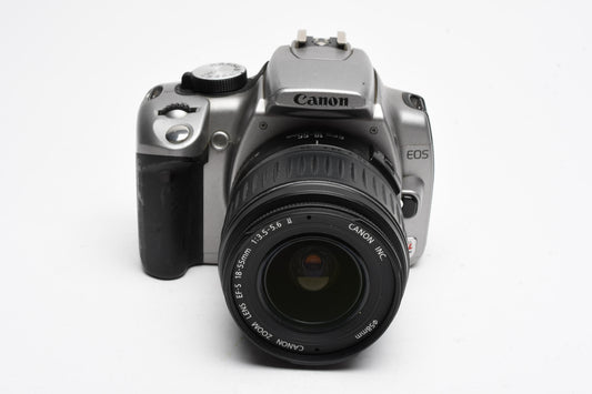 Canon Digital Rebel DSLR w/18-55mm f3.5-5.6 II zoom, Batt+charger+CF card