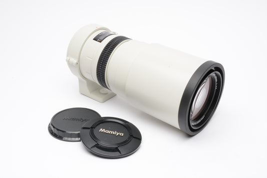 Mamiya 645 AF APO 300mm f4.5 Telephoto lens for 645 AF Mount, collar, caps, Mint-