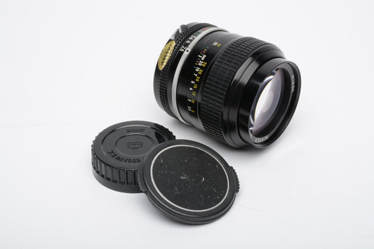 Nikon Nikkor Non-AI 105mm F2.5 Portrait Lens, caps, clean & sharp