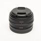 Sony E 20mm f2.8 SEL20f28, Hood, Caps, UV filter, Mint-