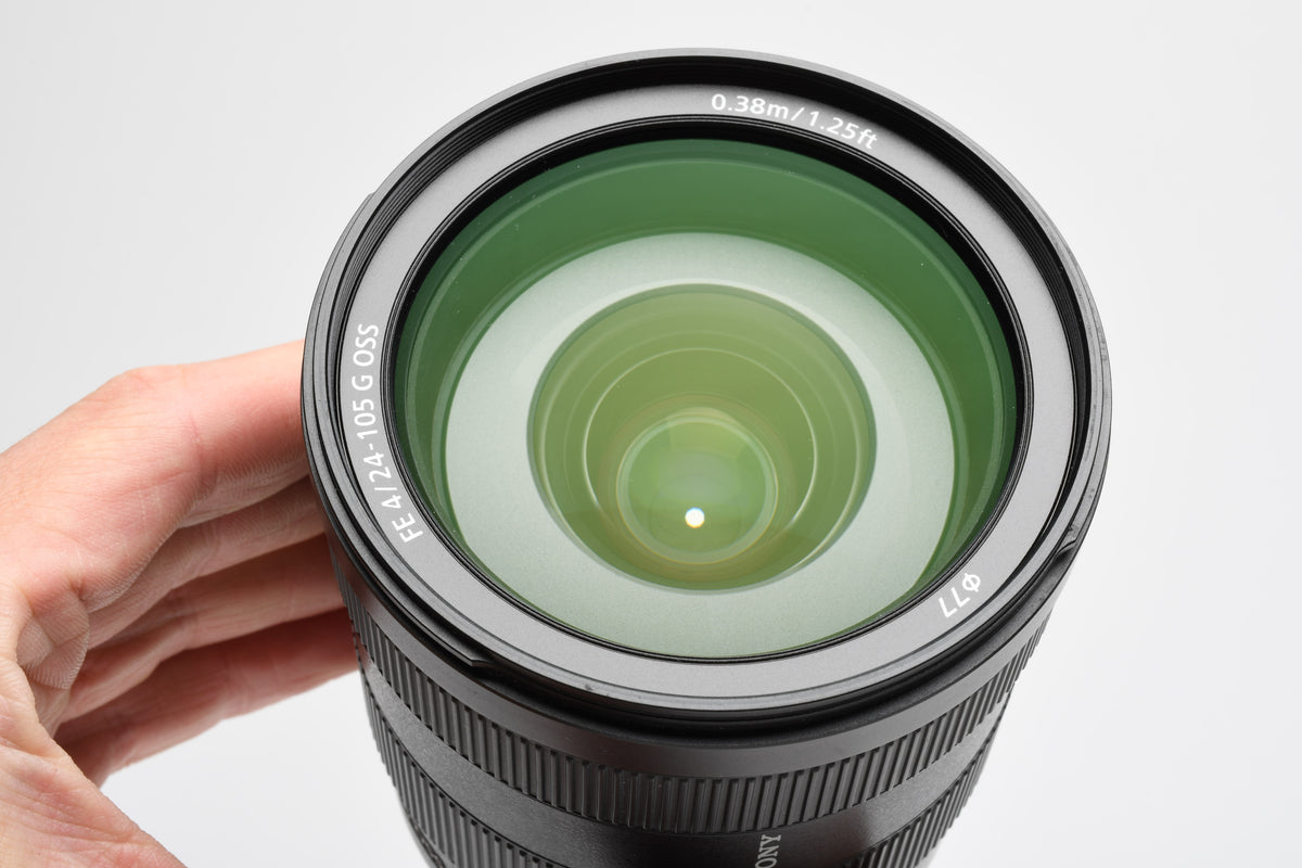 Sony FE 24-105mm f4 GM OSS zoom lens, hood, caps, UV, Very clean & sharp