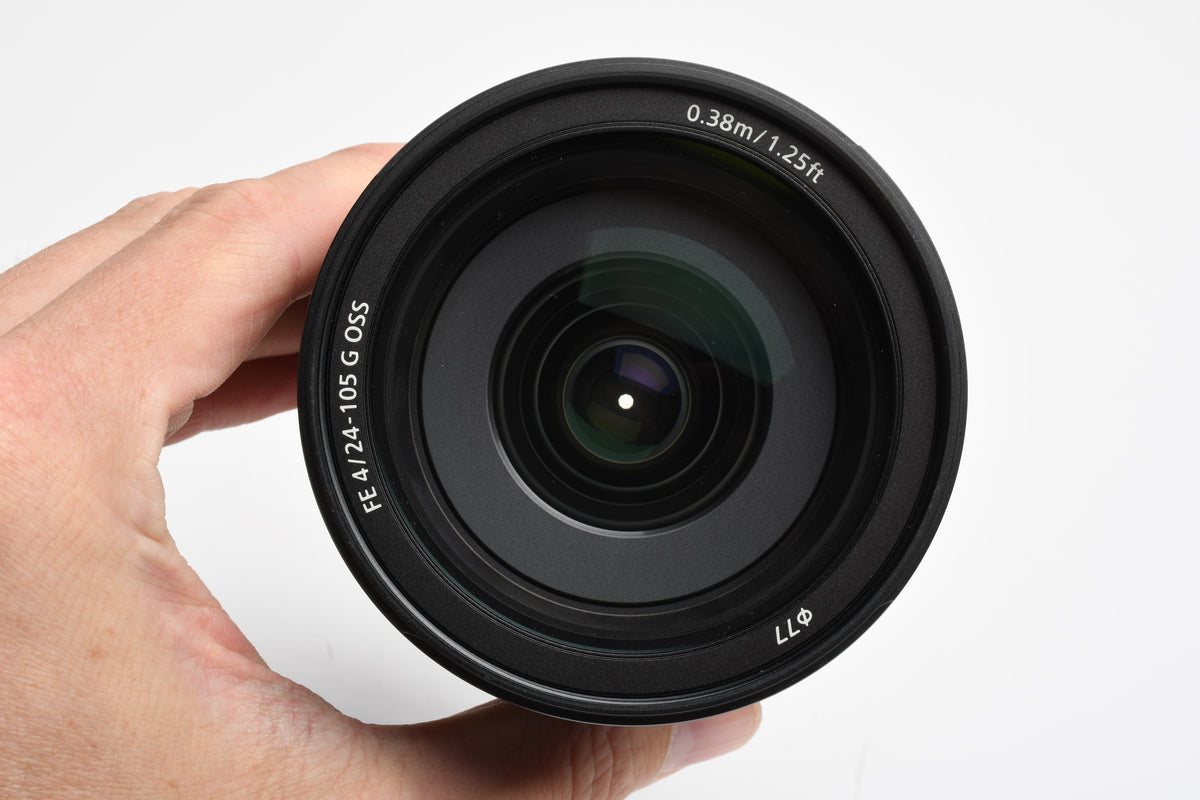 Sony FE 24-105mm f4 GM OSS zoom lens, hood, caps, UV, Very clean & sharp