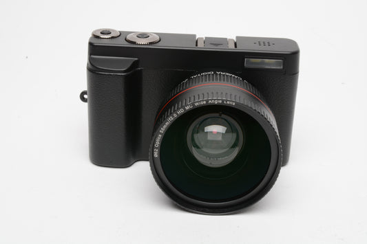 CMOS DC101 4K Digital Camera w/batt, charger, USB, +Wide lens, Tested