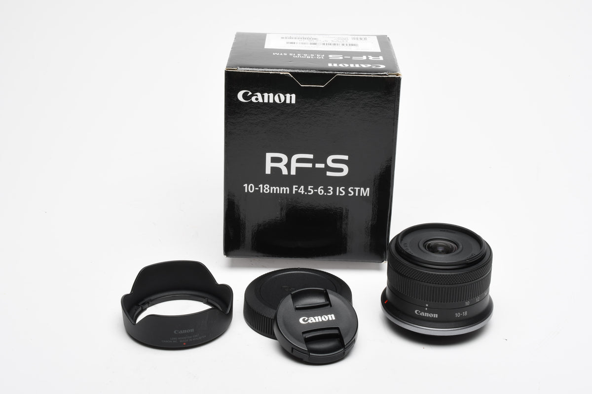 Canon RF-S 10-18mm f4.5-6.3 IS STM zoom lens, Hood, Mint, Boxed, USA