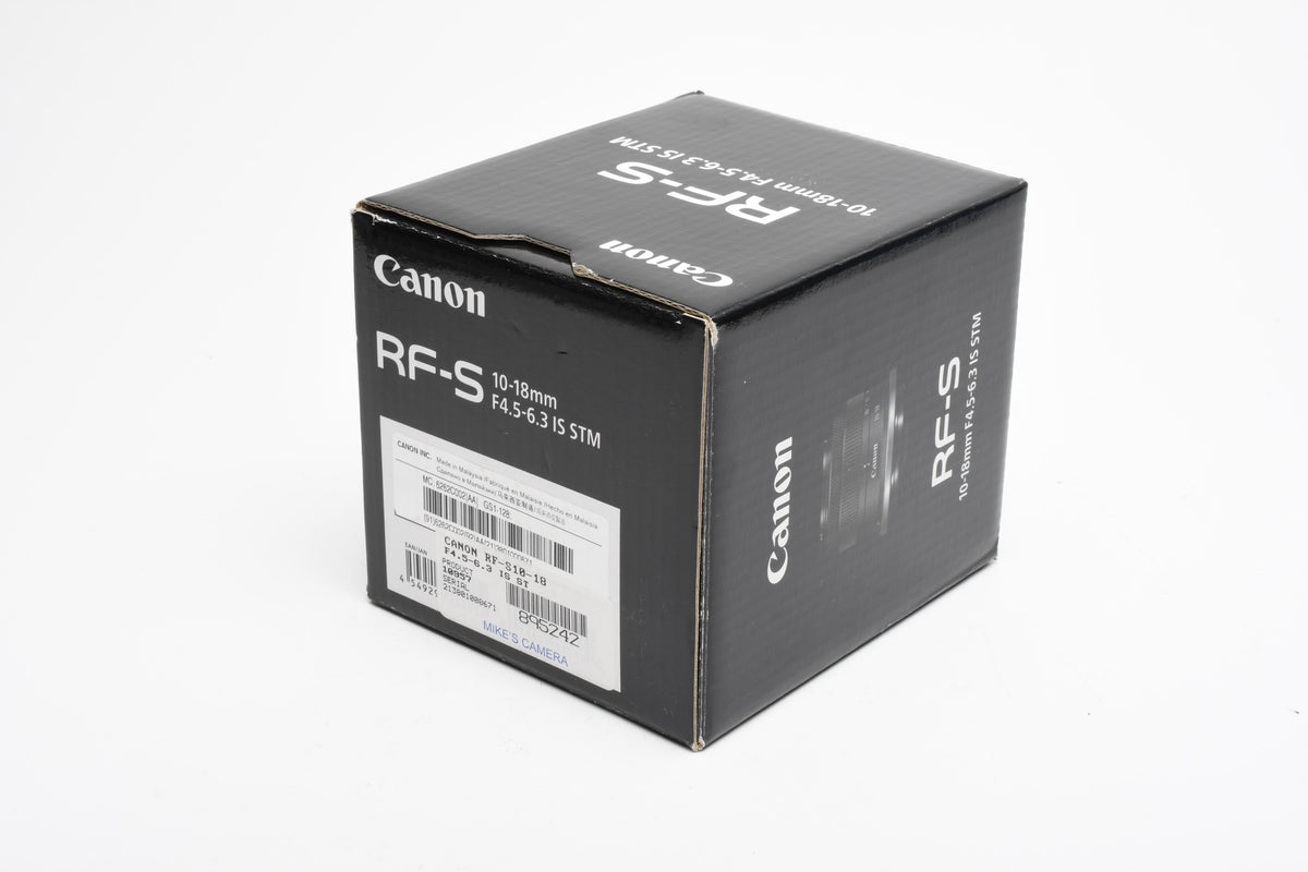 Canon RF-S 10-18mm f4.5-6.3 IS STM zoom lens, Hood, Mint, Boxed, USA