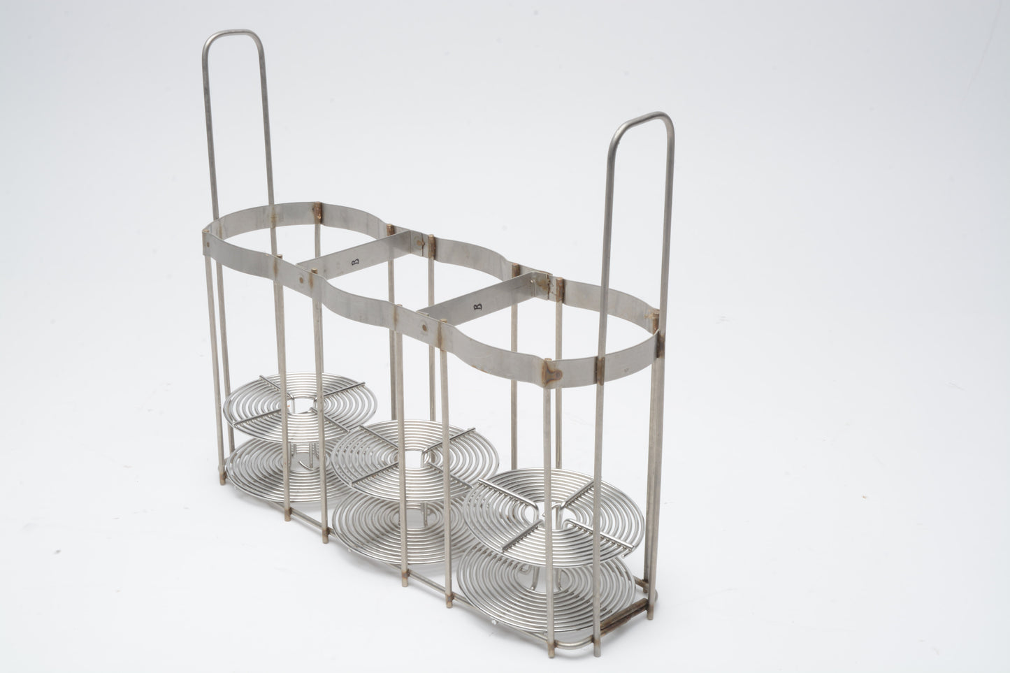 Stainless steel 35mm bulk film holder tray w/3X 35mm reels, Holds 9 Reels
