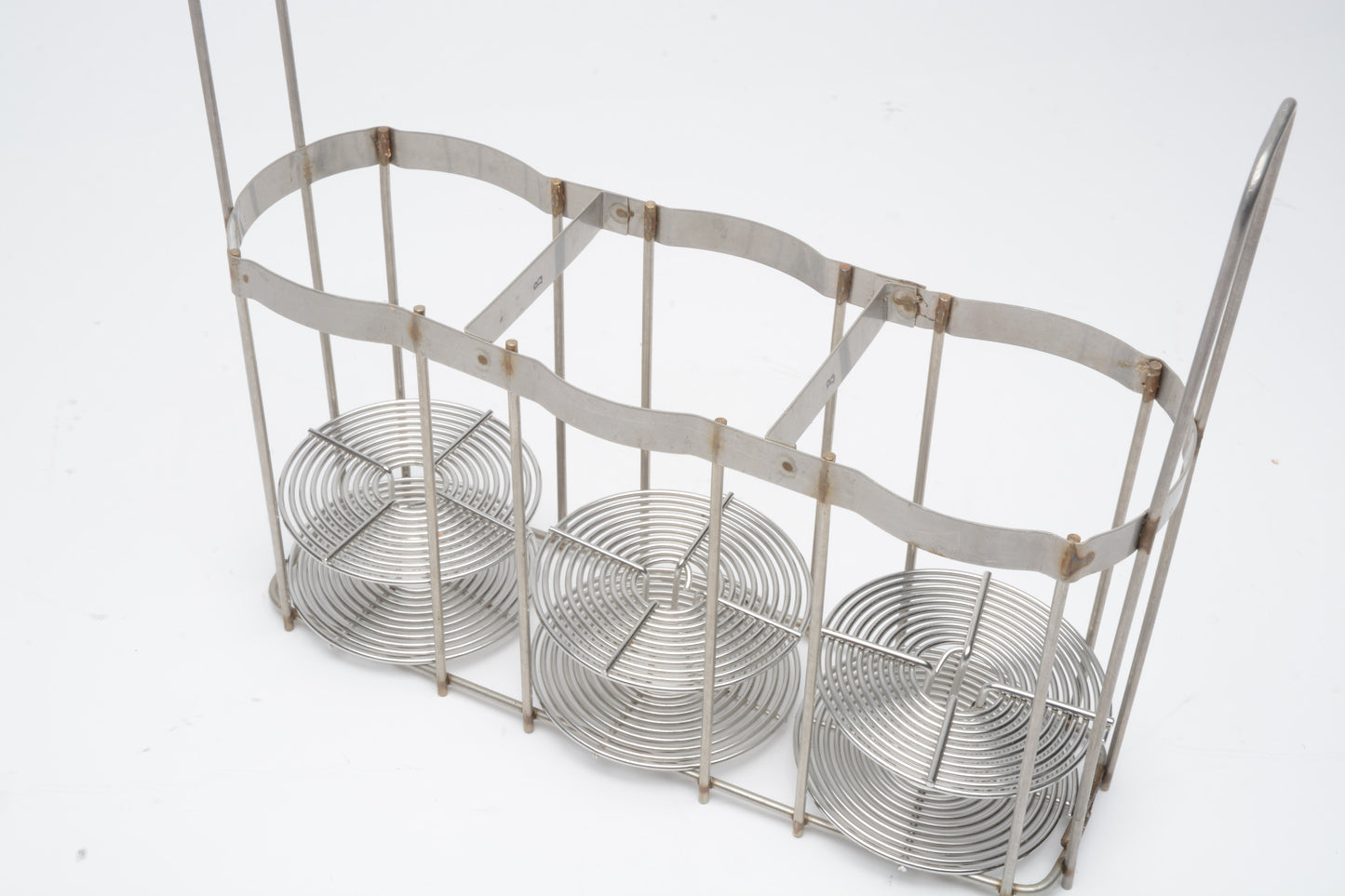 Stainless steel 35mm bulk film holder tray w/3X 35mm reels, Holds 9 Reels