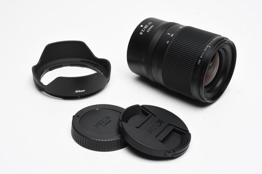Nikon Nikkor Z  17-28mm f2.8 S Zoom lens, Hood+Caps, Mint-