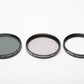 Tiffen set of 3 62mm filters (Enhancing, Circular Polarizer, UV), in pouch, very clean