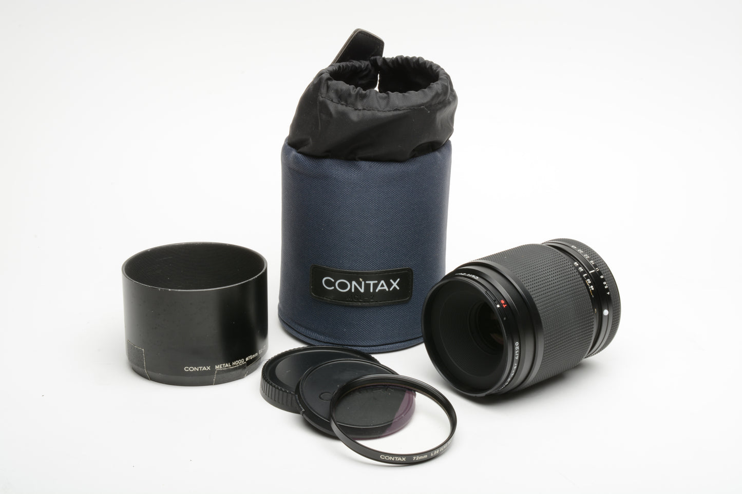 Contax 645 Zeiss T* 120mm f4 Apo Makro Planar lens, caps, pouch + L39 UV, sharp!