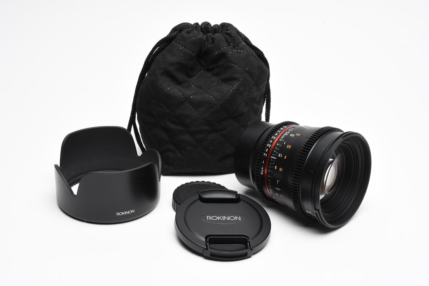 Rokinon 50mm T1.5 AS IF UMC for Micro 4/3 mount, Hood+Pouch, Mint-